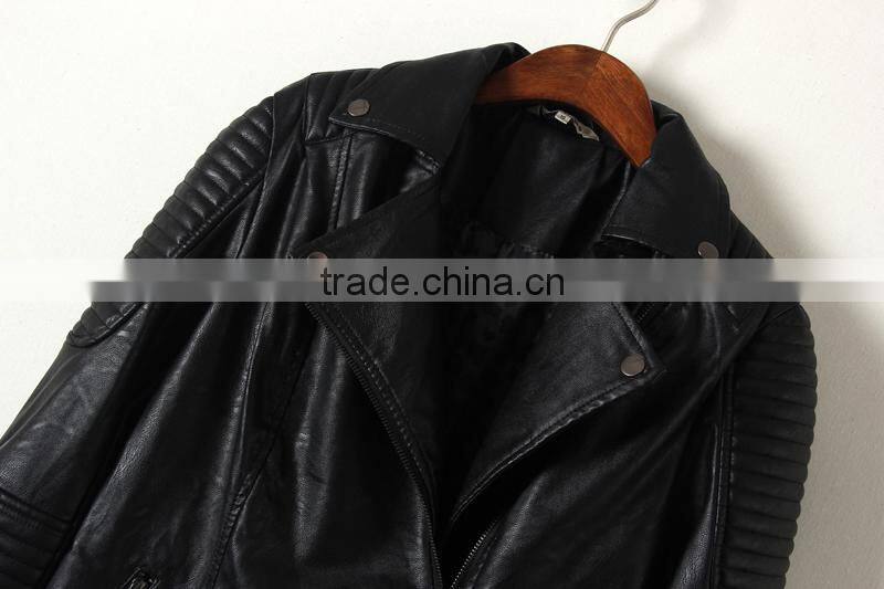 Eco-friendly most popular UK women pu leather jacket 2014 deft design jacket