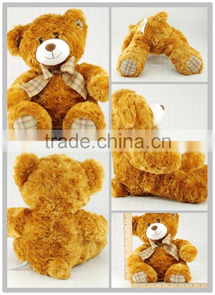 brown tan plush bow teddy bear toys