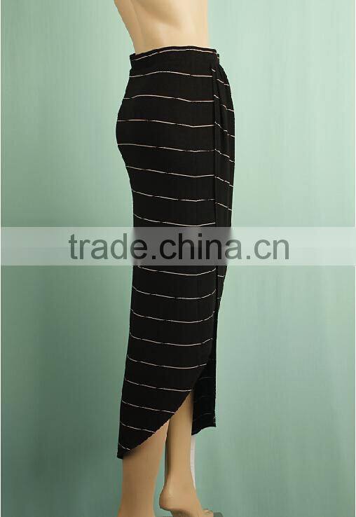 2016 Midi white strip fashion ladies side skirts