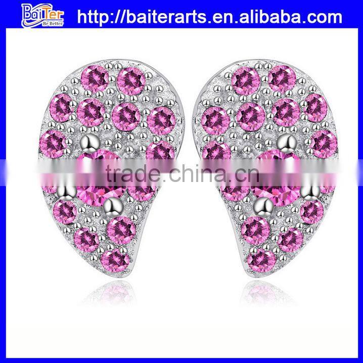 Alibaba jewelry alloy blue crystal single stone earring designs
