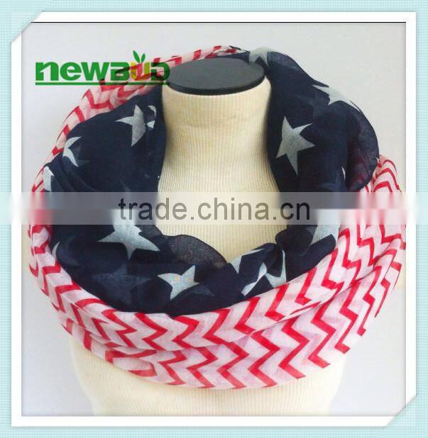 Polyester American Flag Zig Zag Chevron Infinity Scarves Keeping Warn