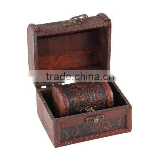 Antique Wooden Embossed Flower Pattern Jewelry Box Storage Organizer Pack of 2