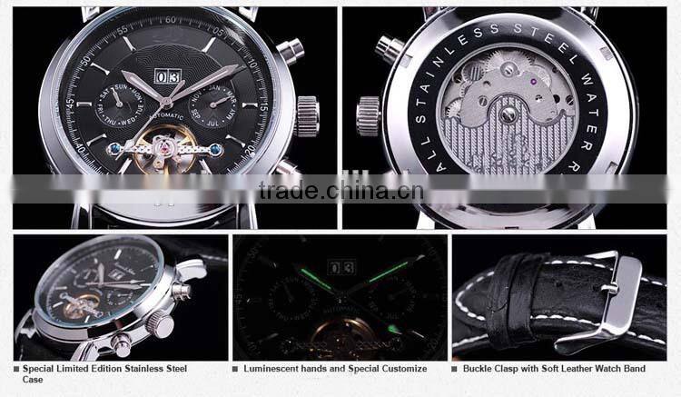 leather strap silver waterproof watch automatic men automatic watch watches men automatic