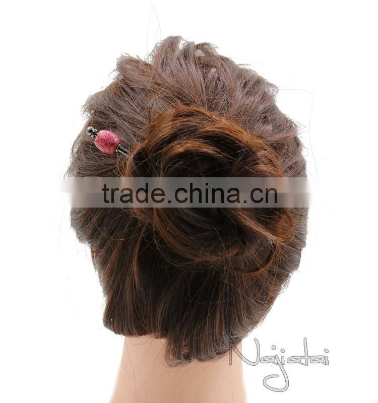 Elegant Pink Coral Japanese Flower Hair Stick