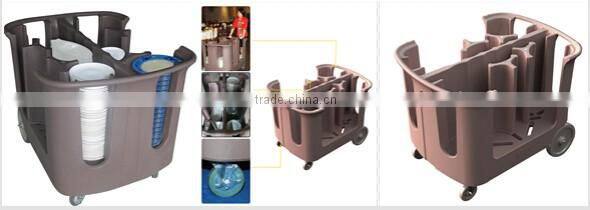 Plastic Adjustable Plate Storage Cart, dish moving cart, rotomold dish transport caddies