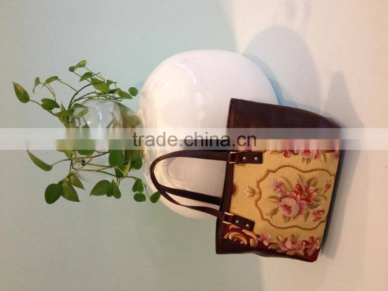 Artificial silk embroidery flower beach bag