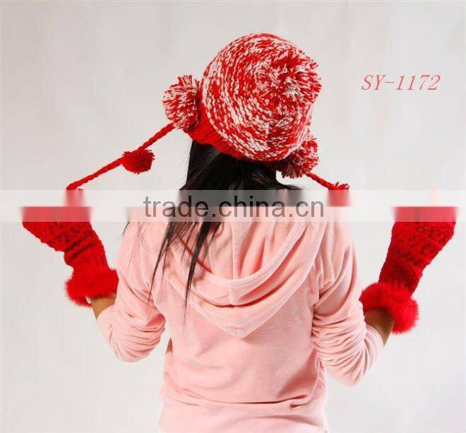 knitted earflaps warm winter hat