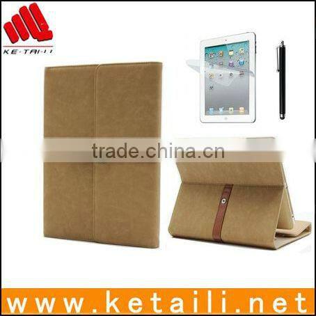 Luxury Button Belt Smart Leather W/Stand Case Cover For The iPad 2 3 4 Brown SS