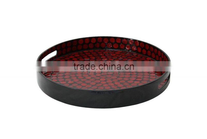 Hot sale mother of pearl inlaid tray for serving, decoration. Eco-friendly, safe for food with competitive price