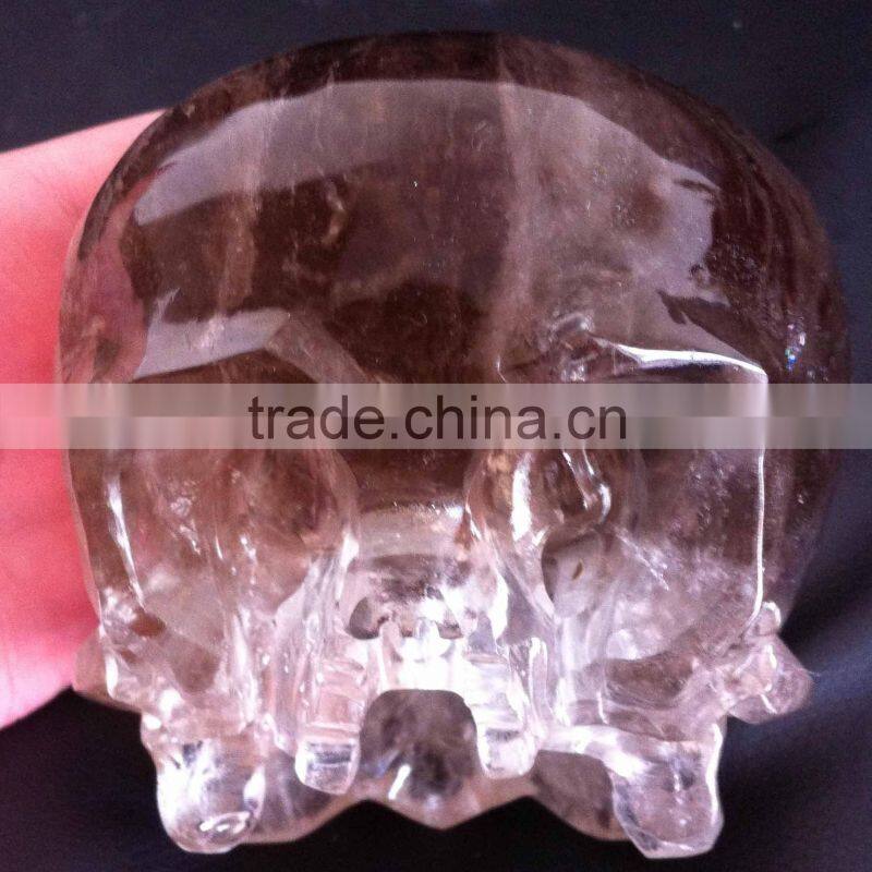 Smoky Quartz Customized 2/3 Skull with No Jaw