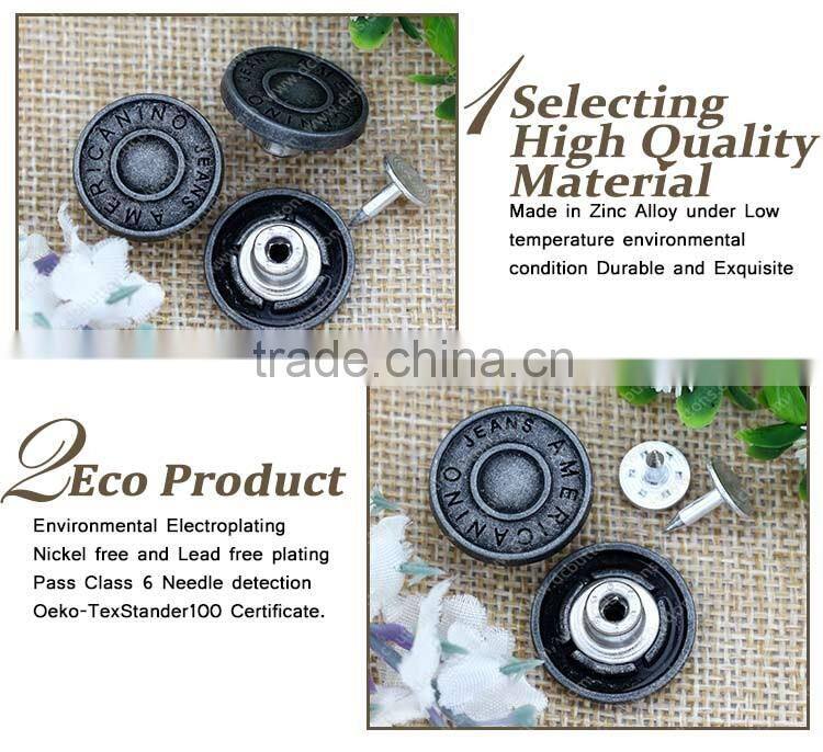 Fashion cutom metal zinc alloy button for jacket garment
