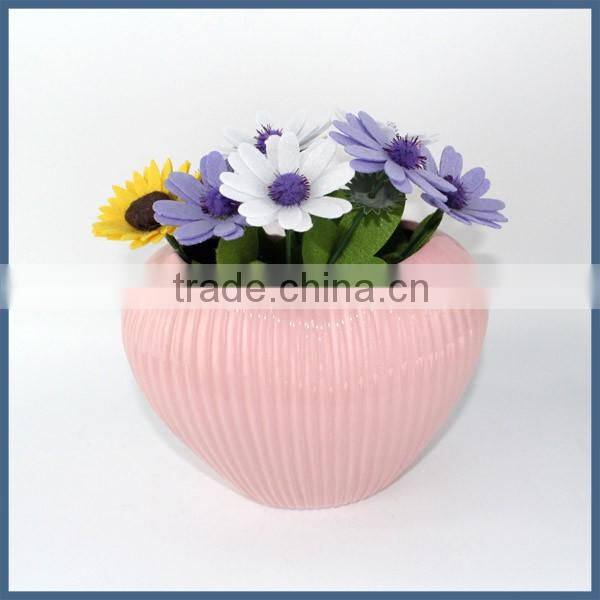 Pink heart shape porcelain home decor flower vase