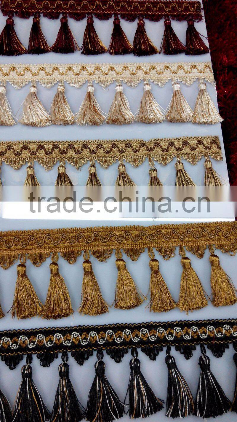 hot sell brown curtain tassel fringe,decorative tassel trimming