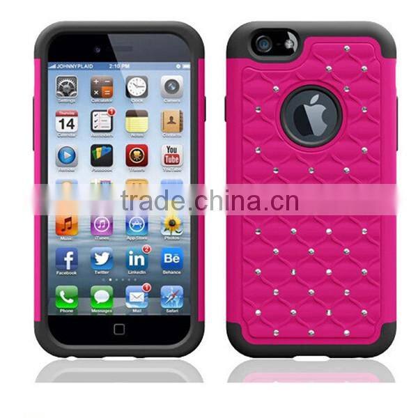 China Full Star Bling Diamond Hybrid Defender case for iPhone 6 plus