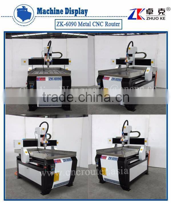 China Small Size Metal CNC Router Machine ZK-6090 For Aluminum Copper 600*900MM With Hybird Servo Motor&Wireless Handwheel