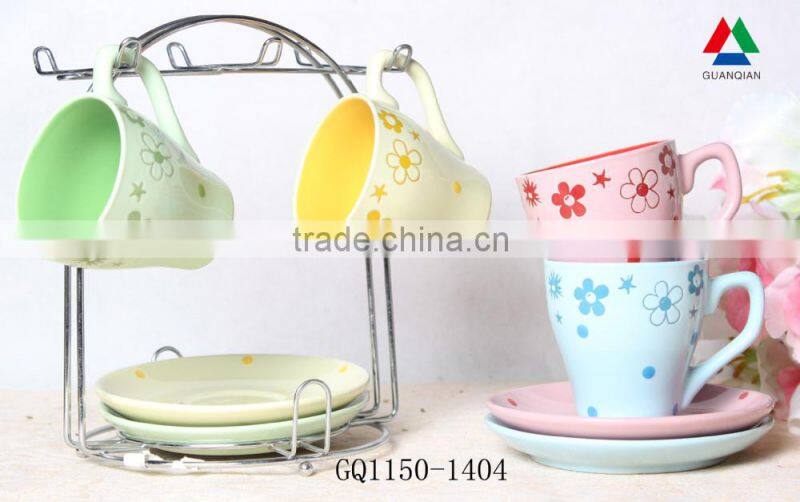 Factory direct ceramic coffee mug with small handle for promotion