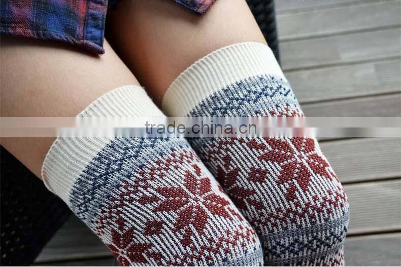 Fashion Jacquard Christmas women Knee High stockings
