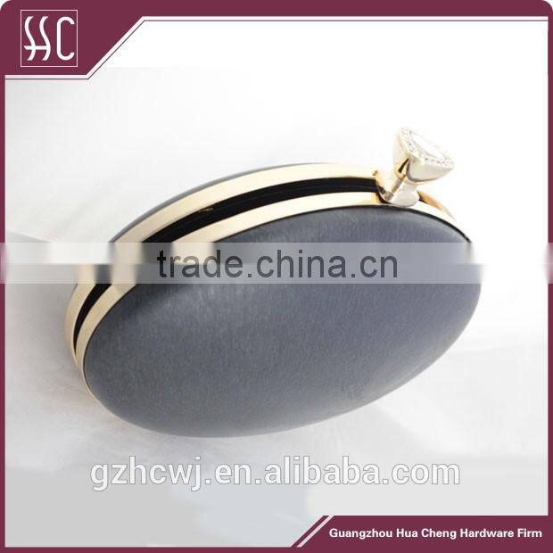 High quality oval shape bag clutch & metal box purse frame with crystal