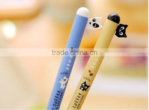 best promotional gift DIY creative stationery kid personalized Novelty gel pen cartoon black cat and white dog tag ballpoint pen