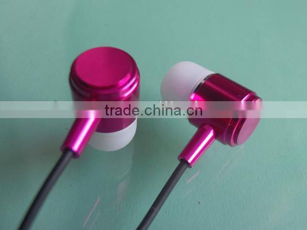 Professional 1.2m wire 3.5mm stereo jack metallic in-ear earphones for mobile phone