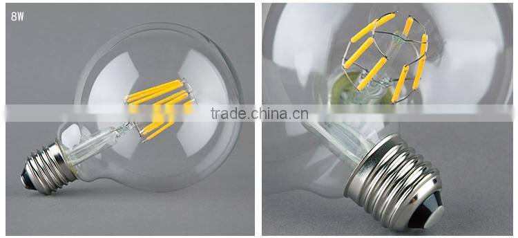 2015 Hot sale LED light led Filament Bulb Dimmable 2w 4w 6W 8W led filament g125 G95