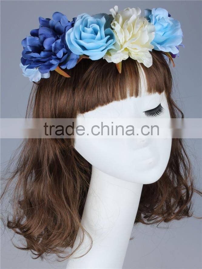 charming flowers elastic headbands,artificial flower crown hair jewelry accessories