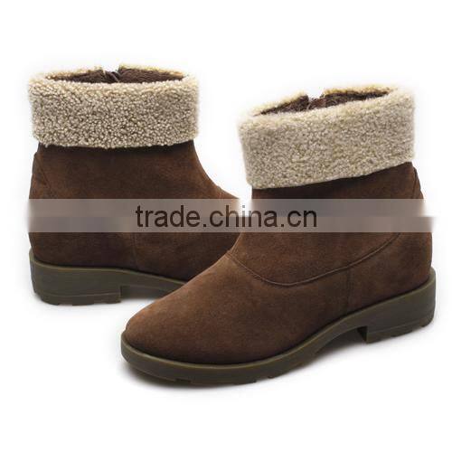 wholesale height increasing elevator suede leather half boots/winter snow boots/quality boot