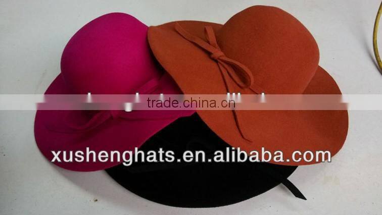 100%wool floppy hat with chain, big brim hat for ladies