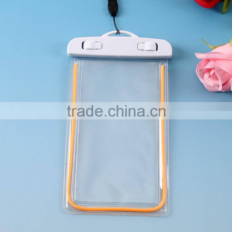Plastic pvc waterproof bag for mobile phone with string / waterproof beach bag with zipper
