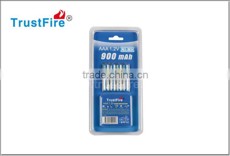 Trustfire factory AAA 1.2V 900mAh rechargeable ni-mh battery 4 pcs packing