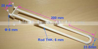 Supermarket White Display Double Wire Loop U Shaped Plastic Pegboard Hook