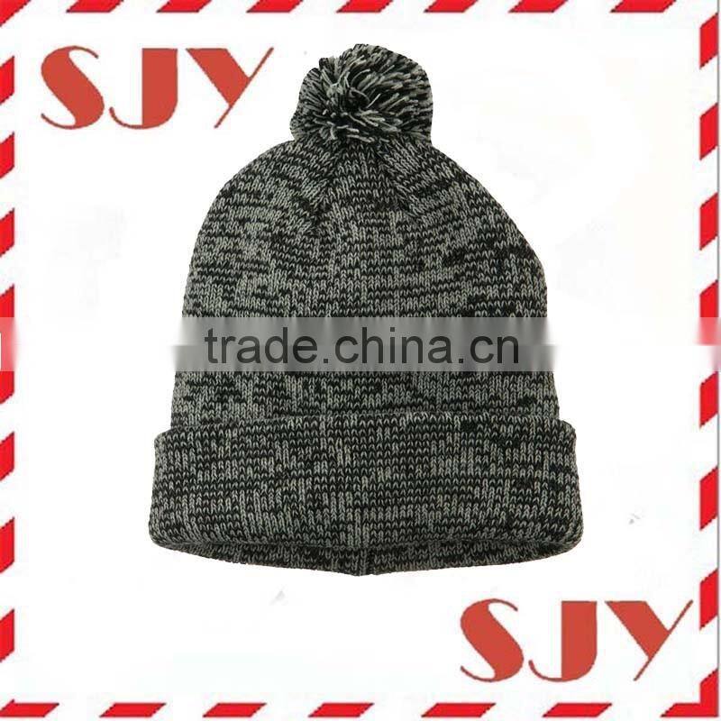 Custom plain black pom pom beanie hat