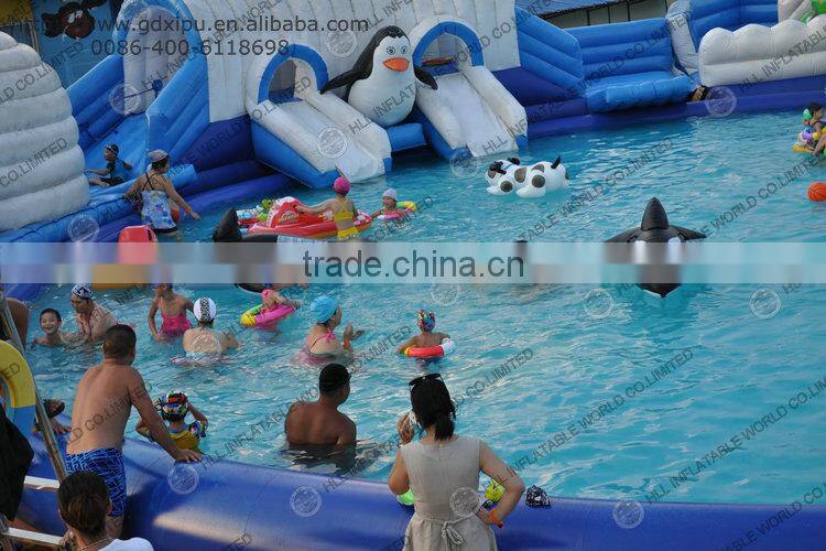 2016 New Design Giant Inflatable Obstacle Course with Water Pool Combo