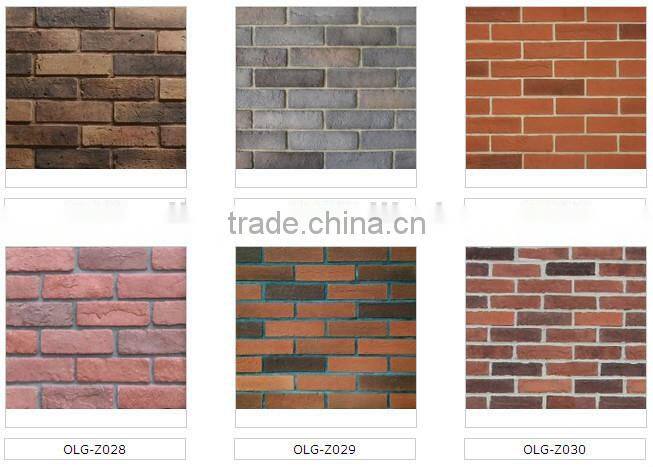 Thin artificial facades bricks