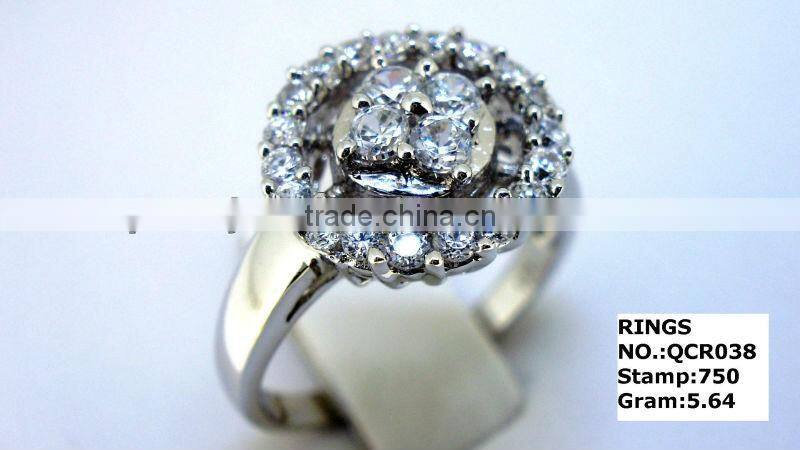 QCR038 silver 925 jewelry ring,silver wedding bands with CZ in rhodium plating