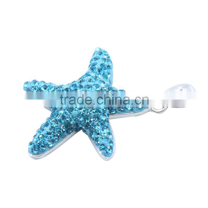 starfish series shiny CZ silver pendant