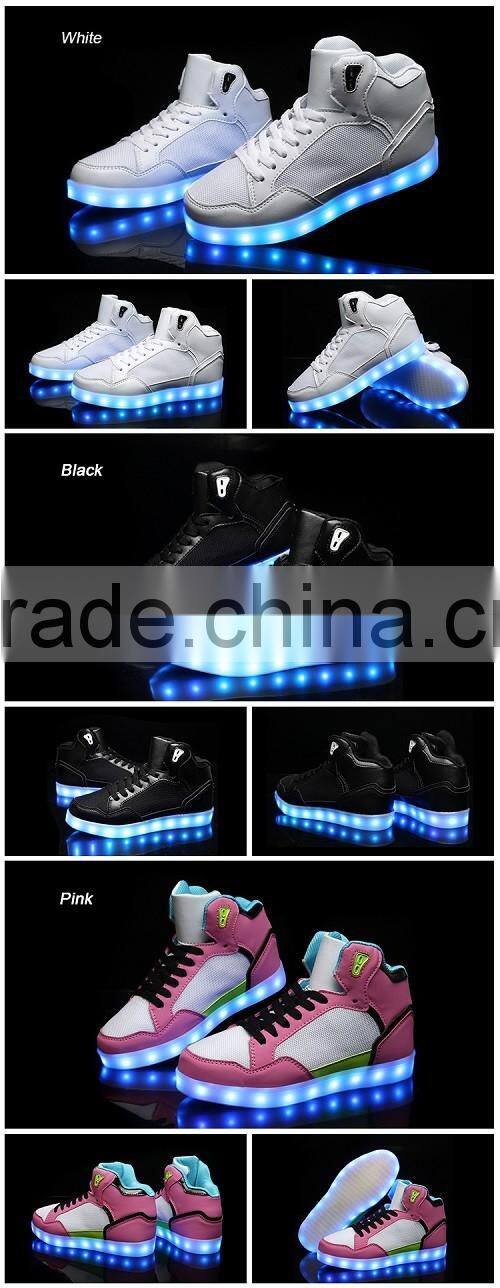 2016 The Latest High Neck Shoes For Men LED Light Up Shoes