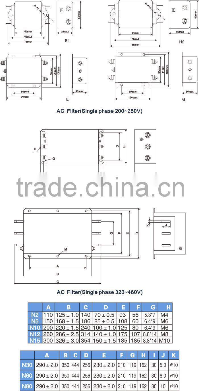 EMHEATER emi power line filter 3 phase 380V 37kw harmonic filter reactor