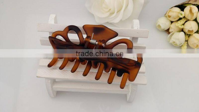 Brown plastic jaw clip tortoise shell acrylic hair clamp 9 cm