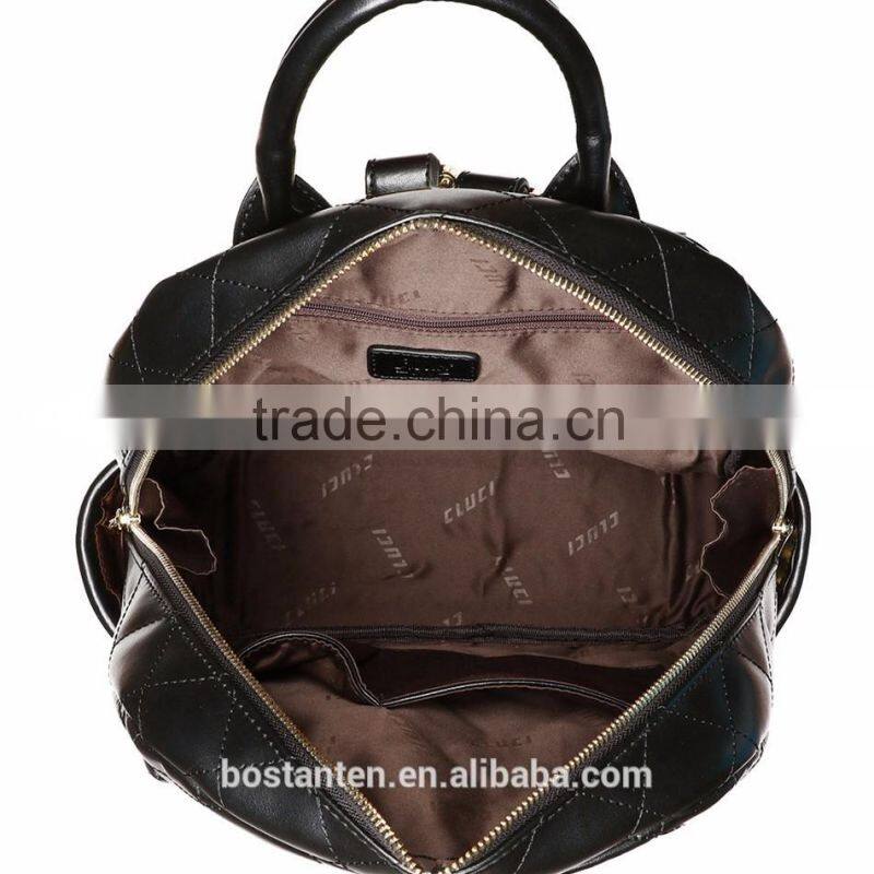 lattice style women waterproof leather backpack laptop shoulder bag zipper