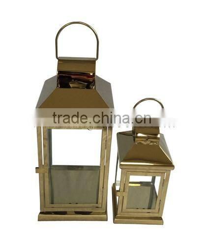 Ornate gold metal stainless steel lantern/candle holder SSL3074-SM