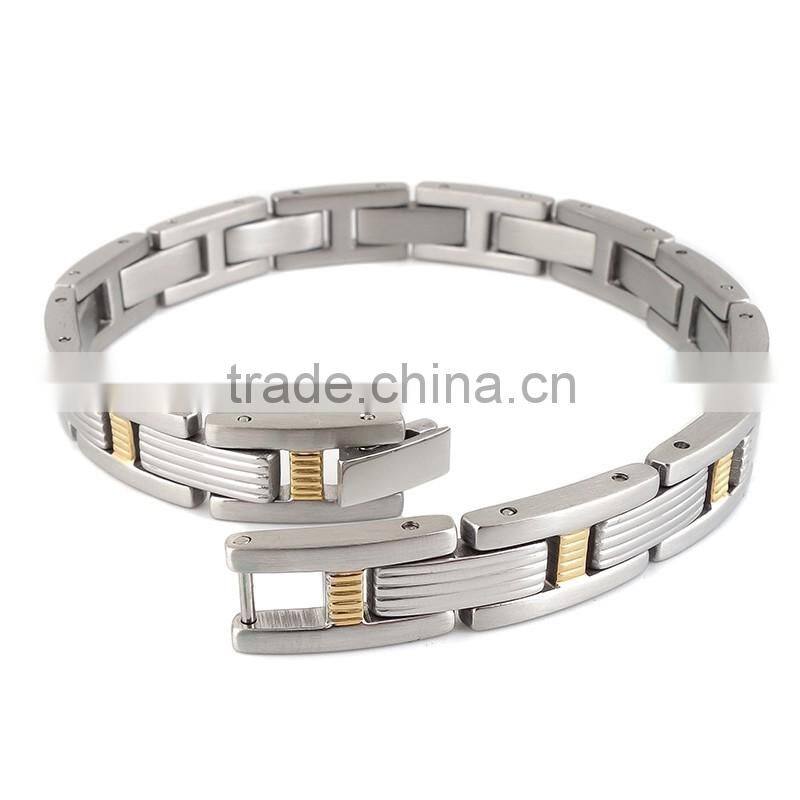 Wholesale silver gold Inlay 316L Stainless Steel Bracelet for men