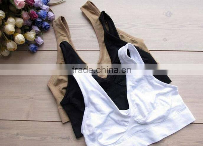 Non Padded Leisure Hot Sexy Ladies Comfy Crop Top Vest Sports Bras Plus Size 3 Colors Option