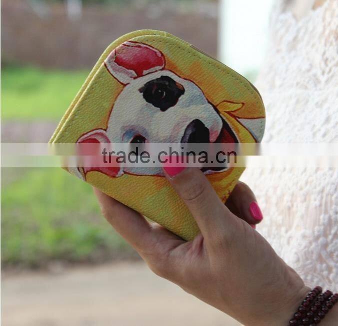 2016 3D Animal Wallet Holders Zipper PU Leather Money Wallet Short Small Wallet Purse (XJWP1625)