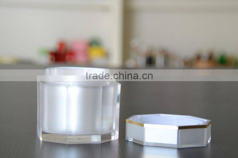 2016 unique new high quality hexagon acrylic cream jars