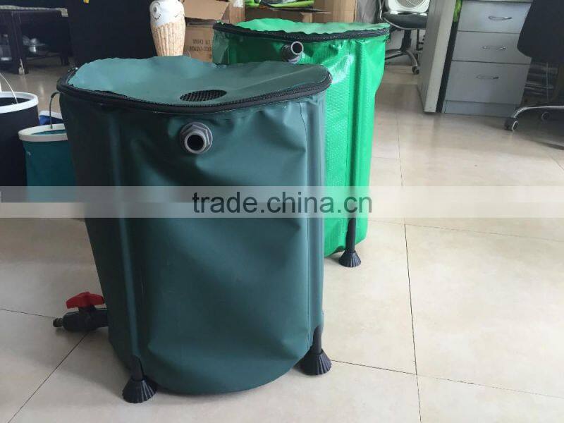 Portable Rain Barrel 50 Gallon Collapsible Outdoor Garden Water Collector Spout