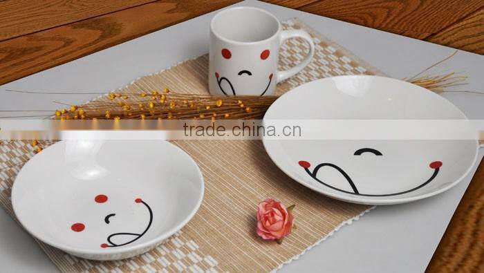 KC-00646 porcelain plate with mug printed ceramic plate with mug