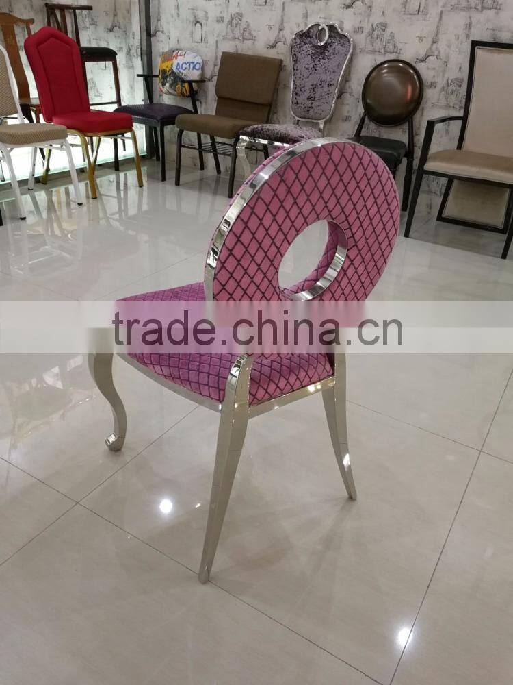 Luxury stainless steel Wedding Chair Pink Color Funiture