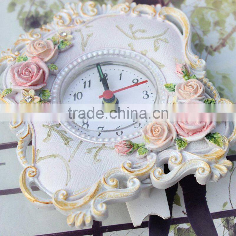 resin Petite Floral rose Alarm Clock/table alarm clock/rose desk clock
