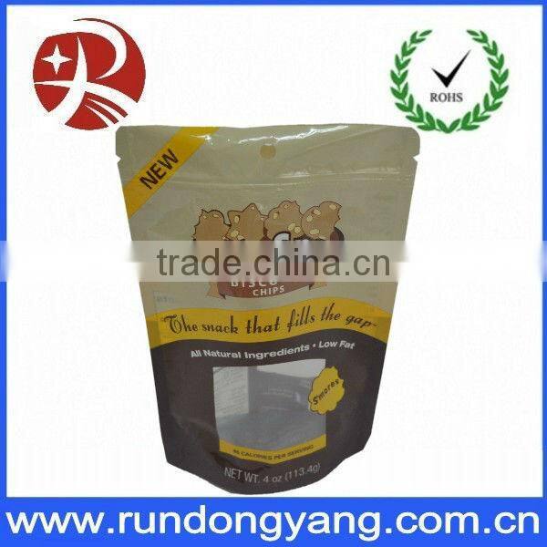 Yellow Plastic Custom Printed Stand Up Zip Pouches For Cookies